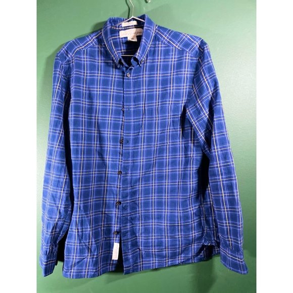 H&M - L.O.G.G. - Men's Blue/Yellow Plaid Long Sleeve Flannel - Size M - Picture 1 of 6